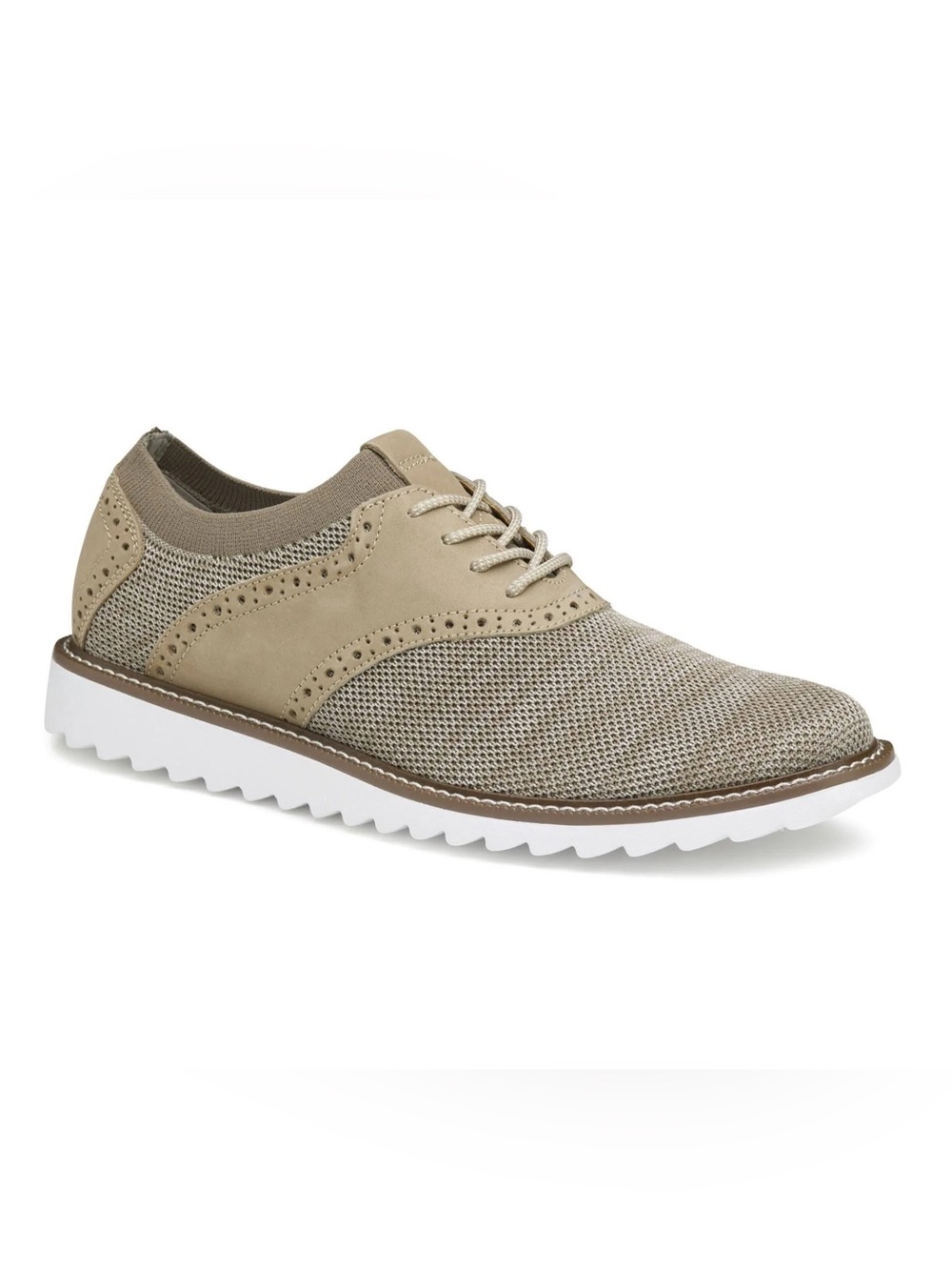 Johnston & Murphy Taupe Mesh Wingtip Derby with White Sole